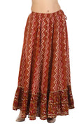Brown Viscose Printed Skirt