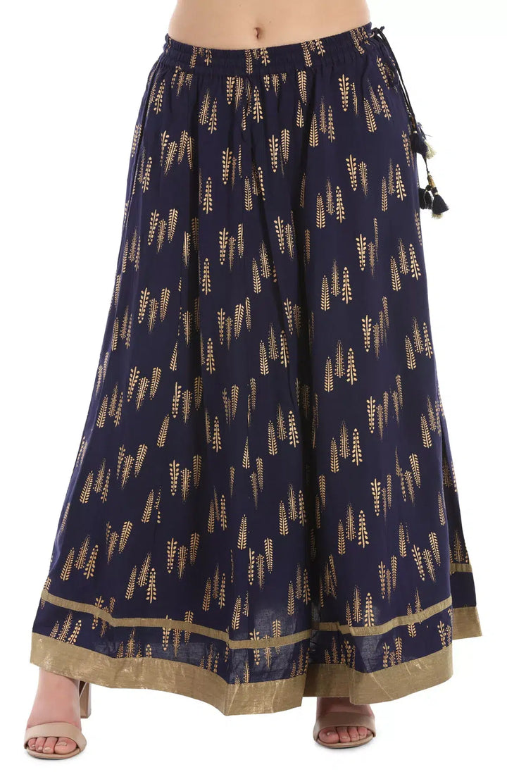 Navy Rayon Printed Ensemble Skirt