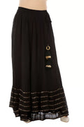 Black Viscose Georgette Solid Ensemble Skirt