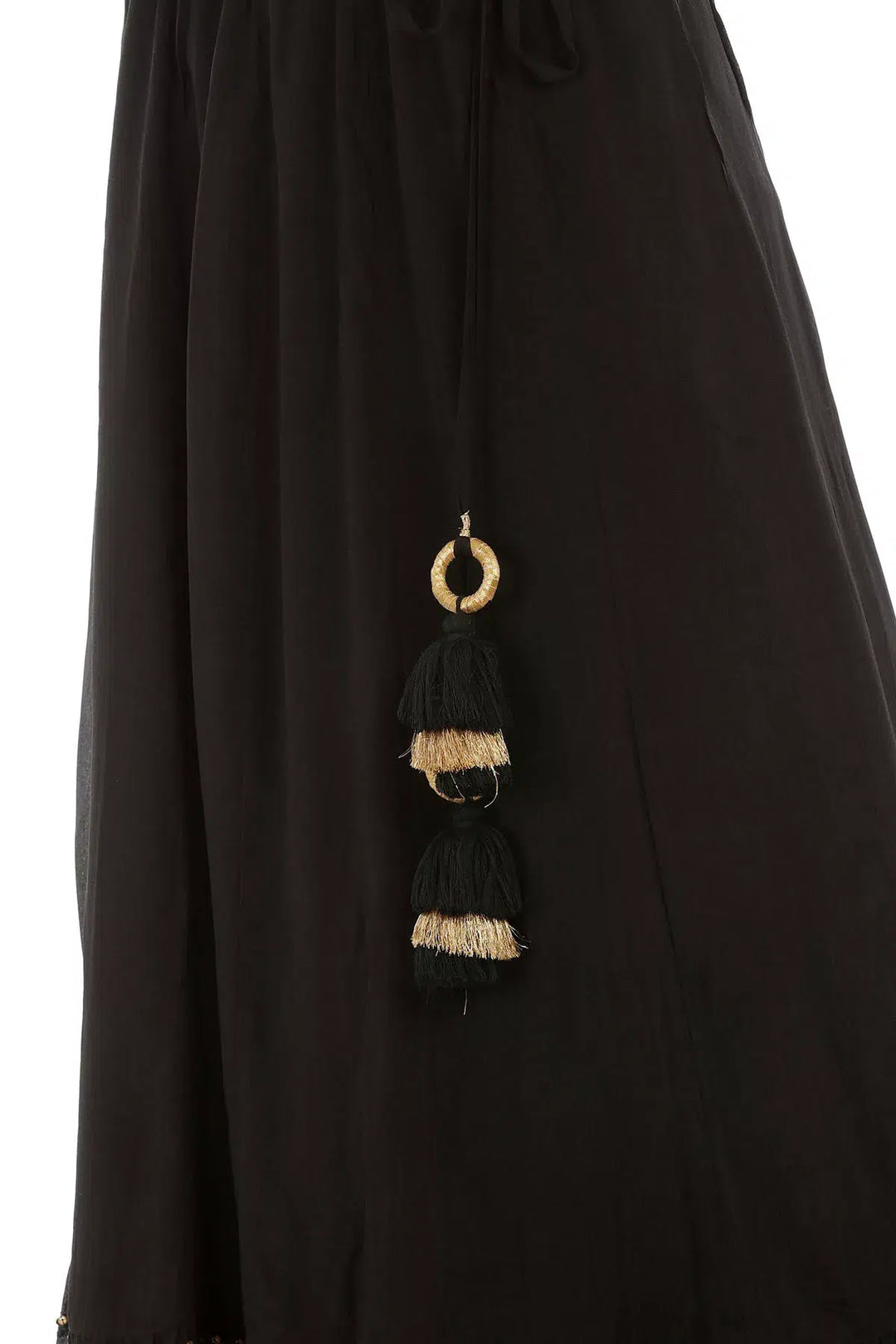 Black Viscose Georgette Solid Ensemble Skirt