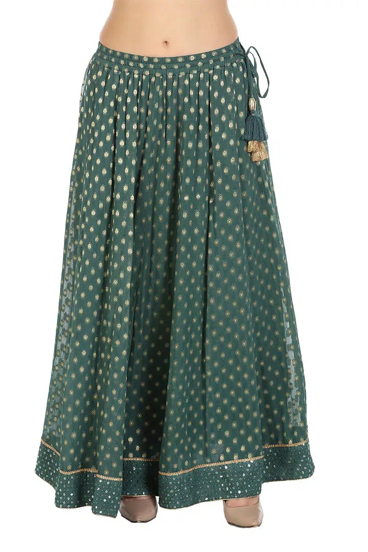 Green Embelished Ethnic Skirt