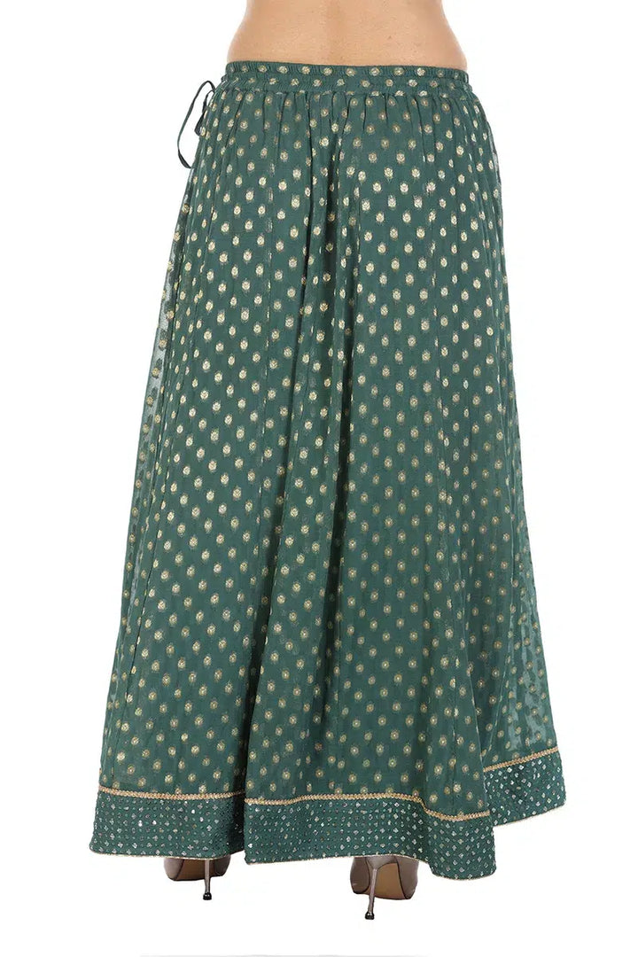 Green Embelished Ethnic Skirt