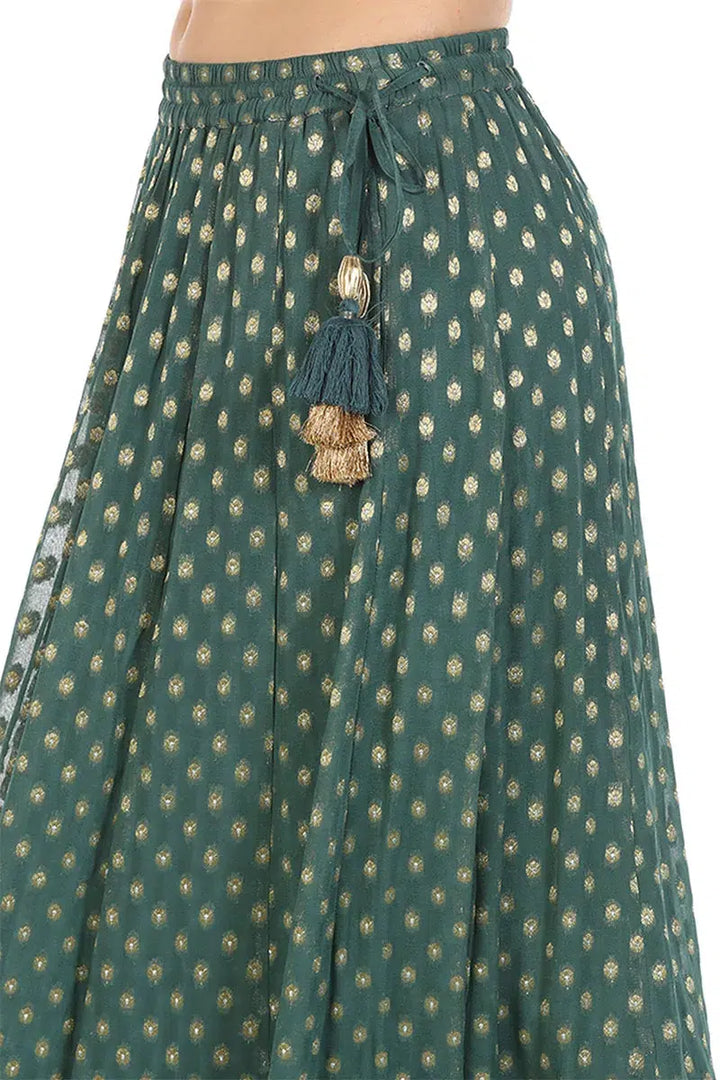 Green Embelished Ethnic Skirt