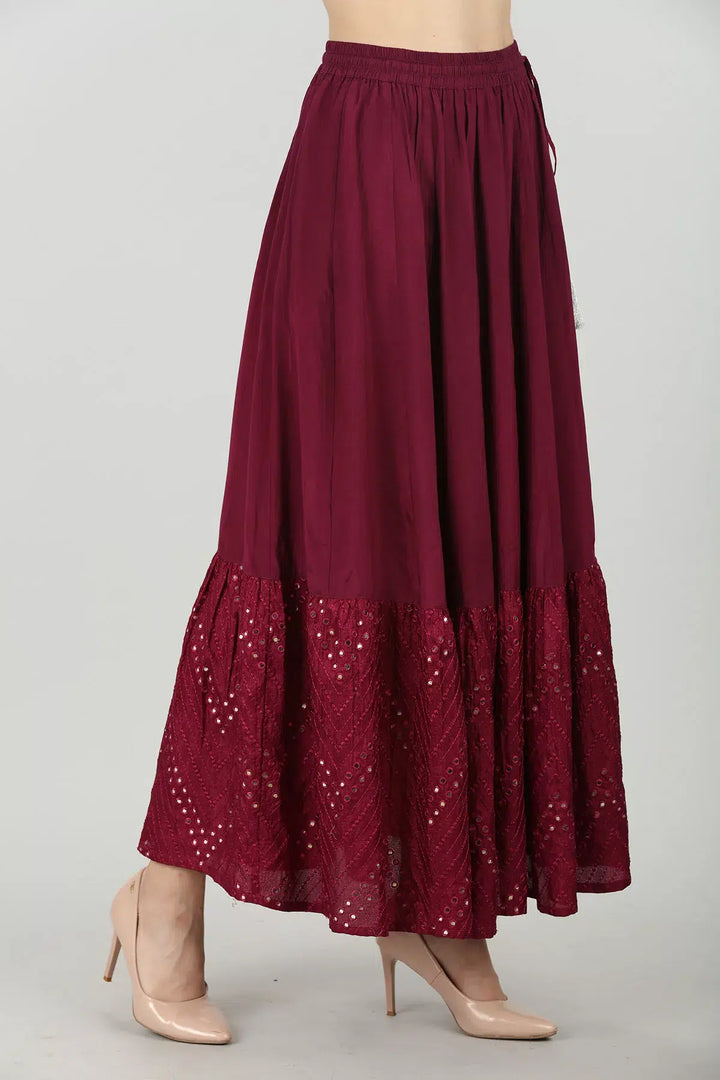 WINE EMBELLISHED SKIRT