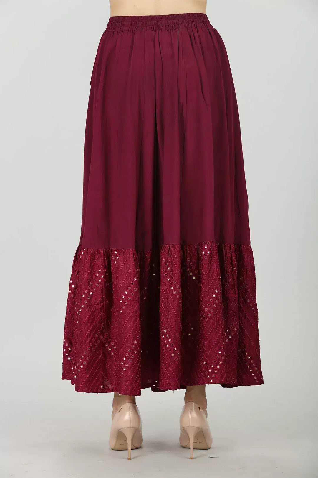 WINE EMBELLISHED SKIRT