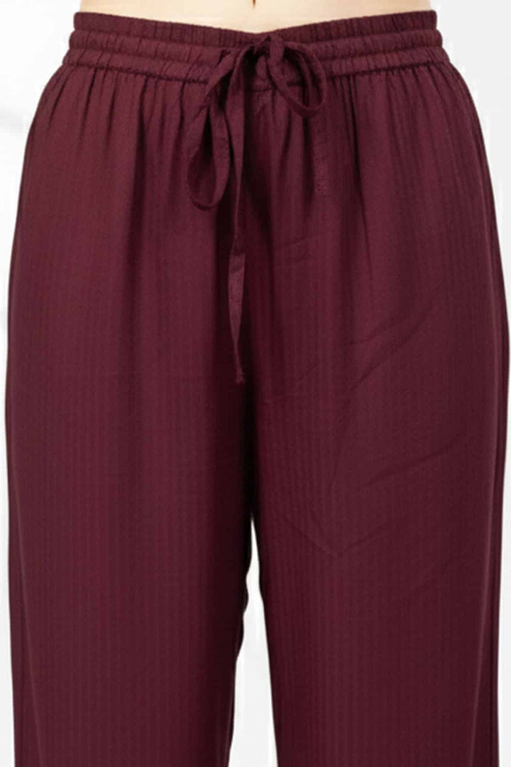 Plum Striped Viscose Dobby Palazzo