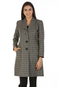Woolen Check Over Coat with Wing Collar (Grey)