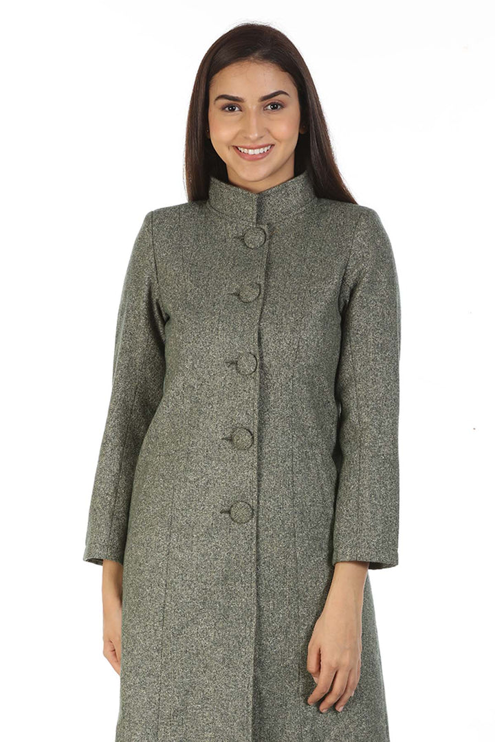 Woolen Collered Winter Overcoat (Grey)