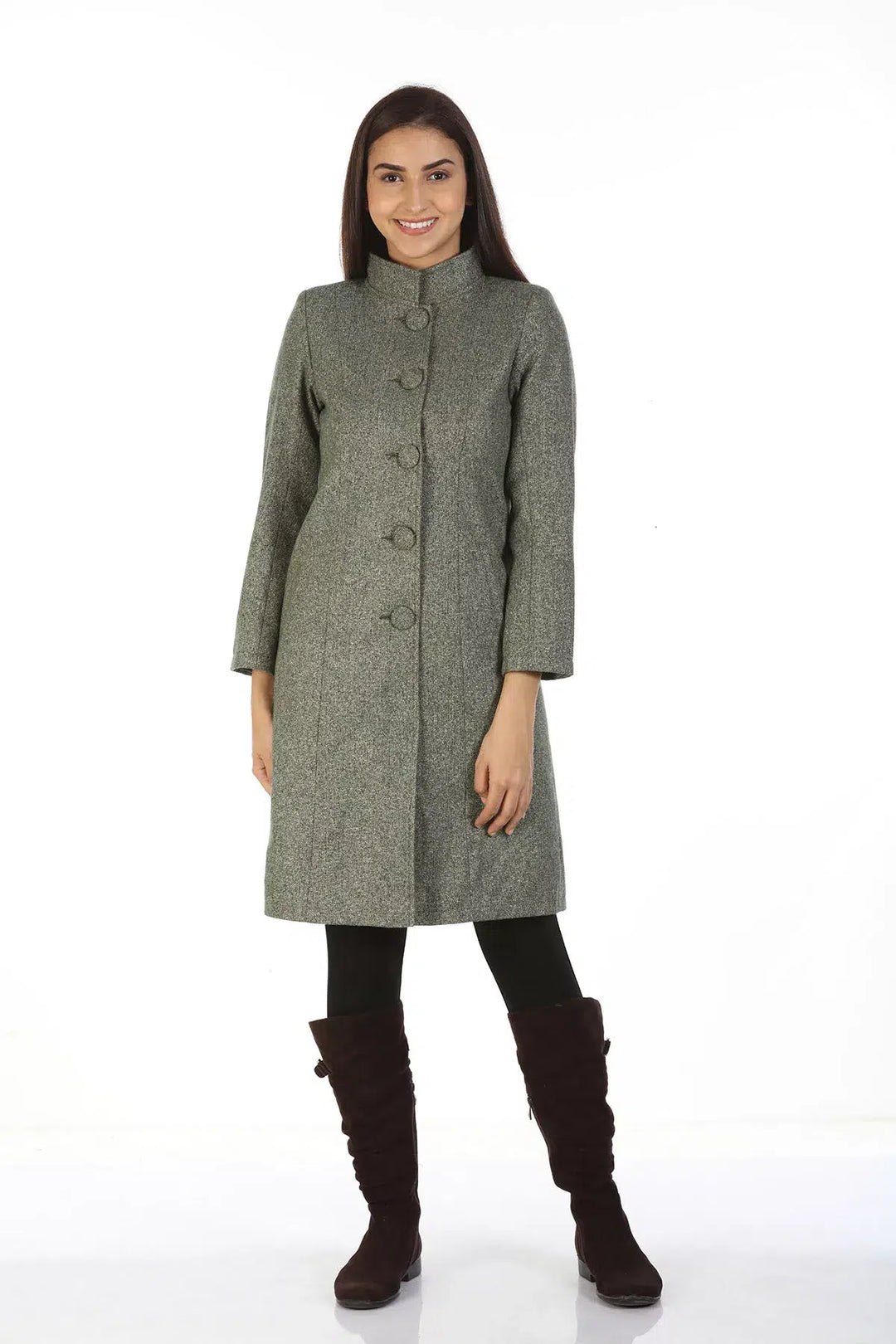 Woolen Collered Winter Overcoat (Grey)