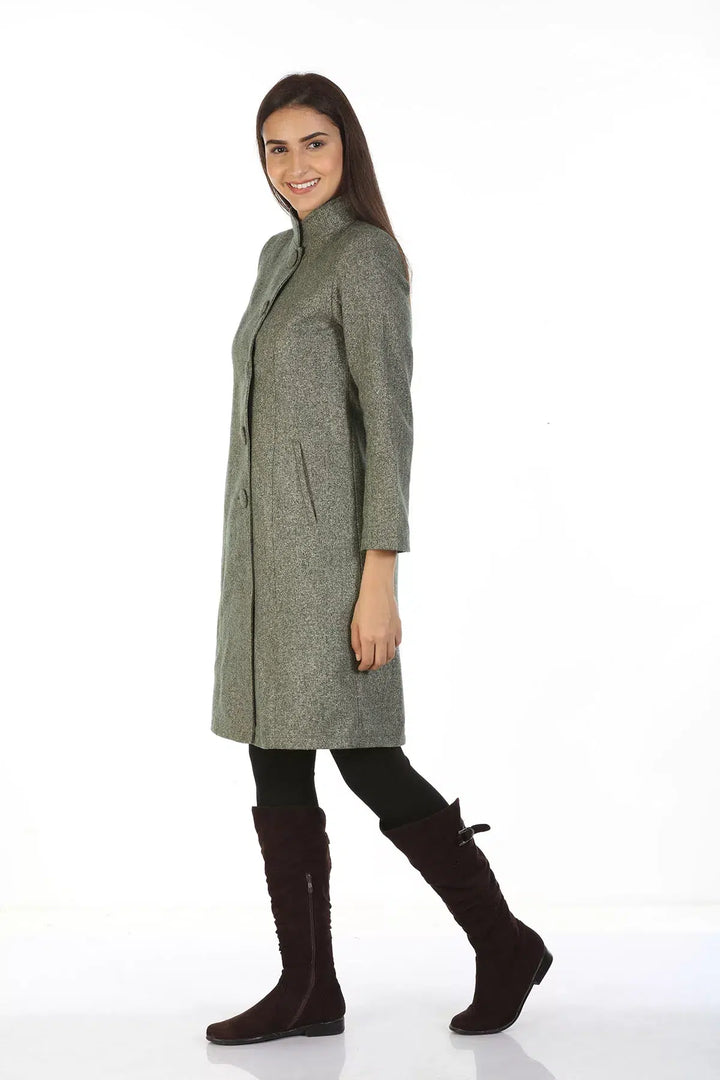 Woolen Collered Winter Overcoat (Grey)