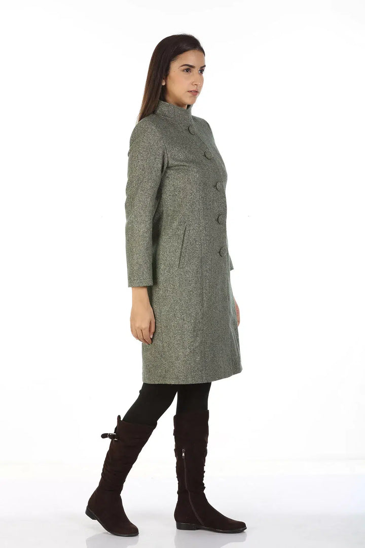 Woolen Collered Winter Overcoat (Grey)