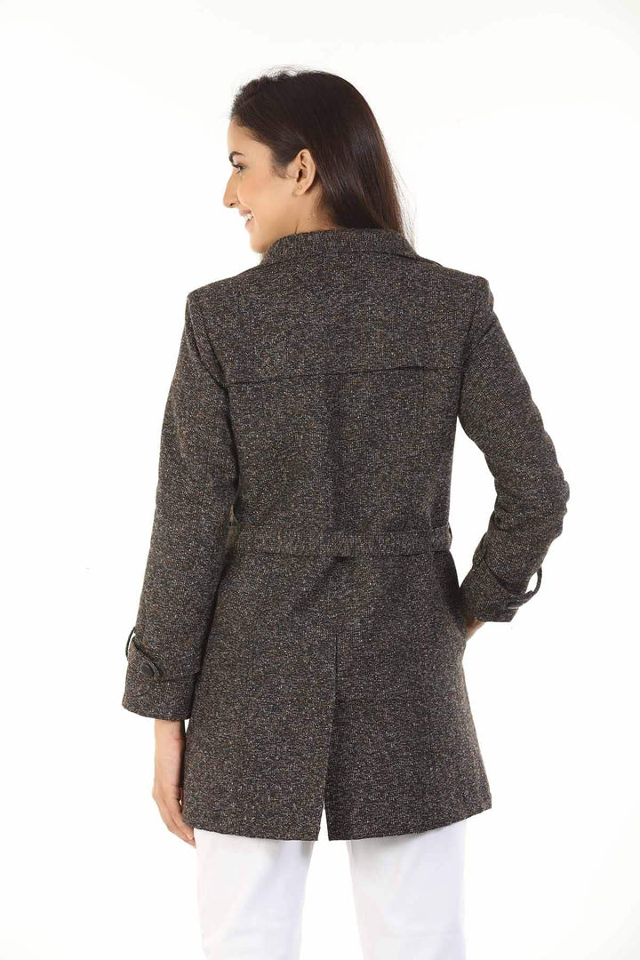 Woolen Lapel Collared Brown Jacket