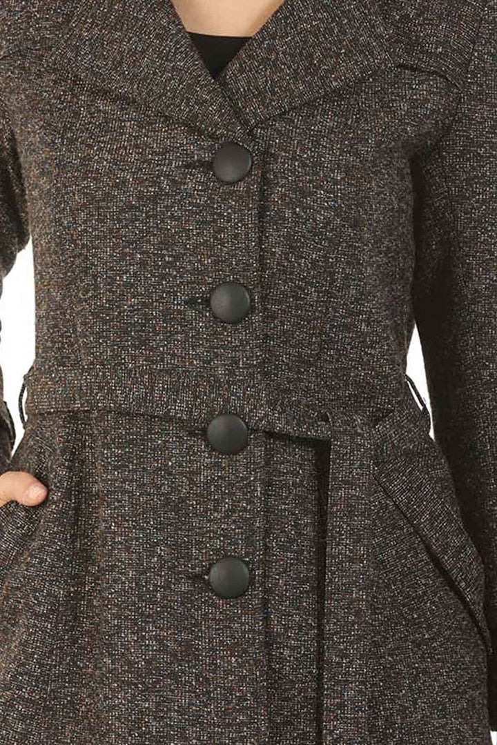 Woolen Lapel Collared Brown Jacket