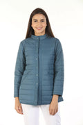 Polyester Winter Jacket with Standing Collar (Blue)