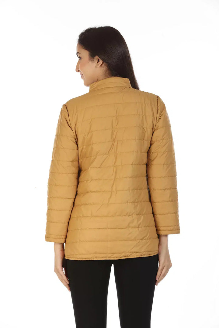 Tafta Jacket with Standing Collar (Mustard)