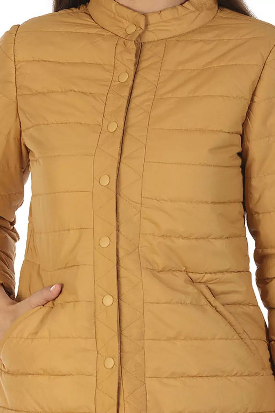 Tafta Jacket with Standing Collar (Mustard)