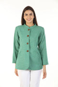 Woolen Winter Jacket with Standing Collar (Green)