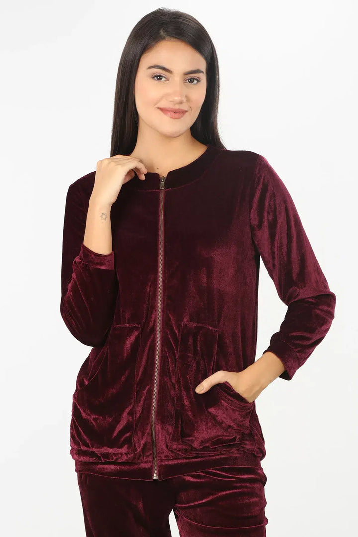 Velvet Round Neck Hoodie
