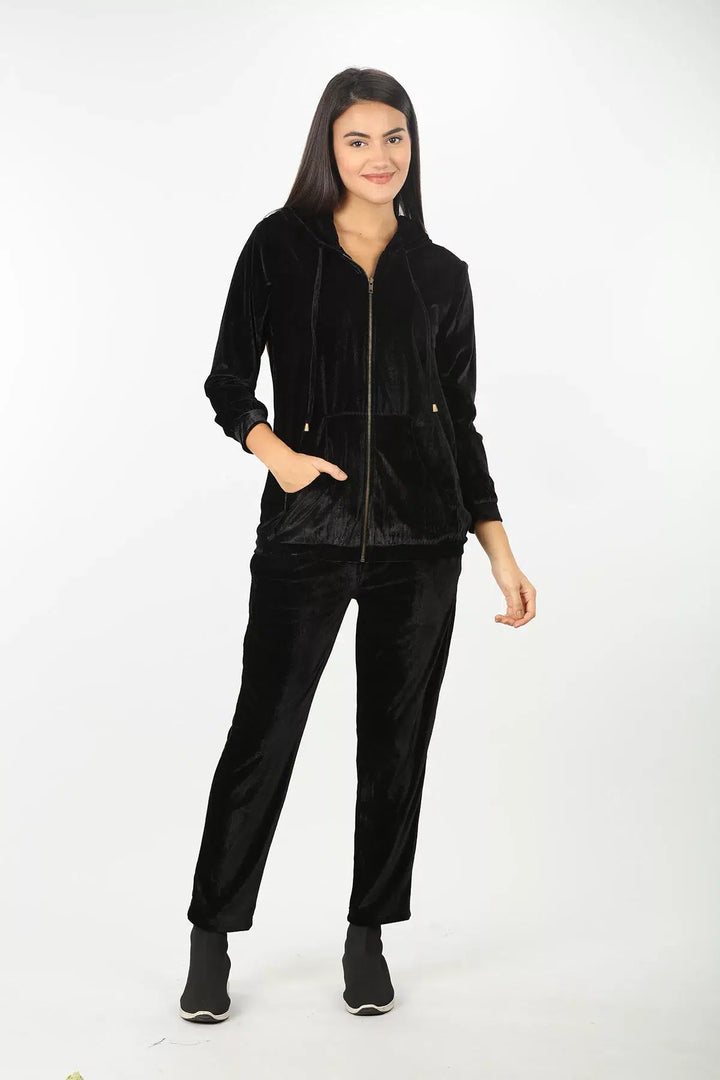velvet Black solid Hoodie