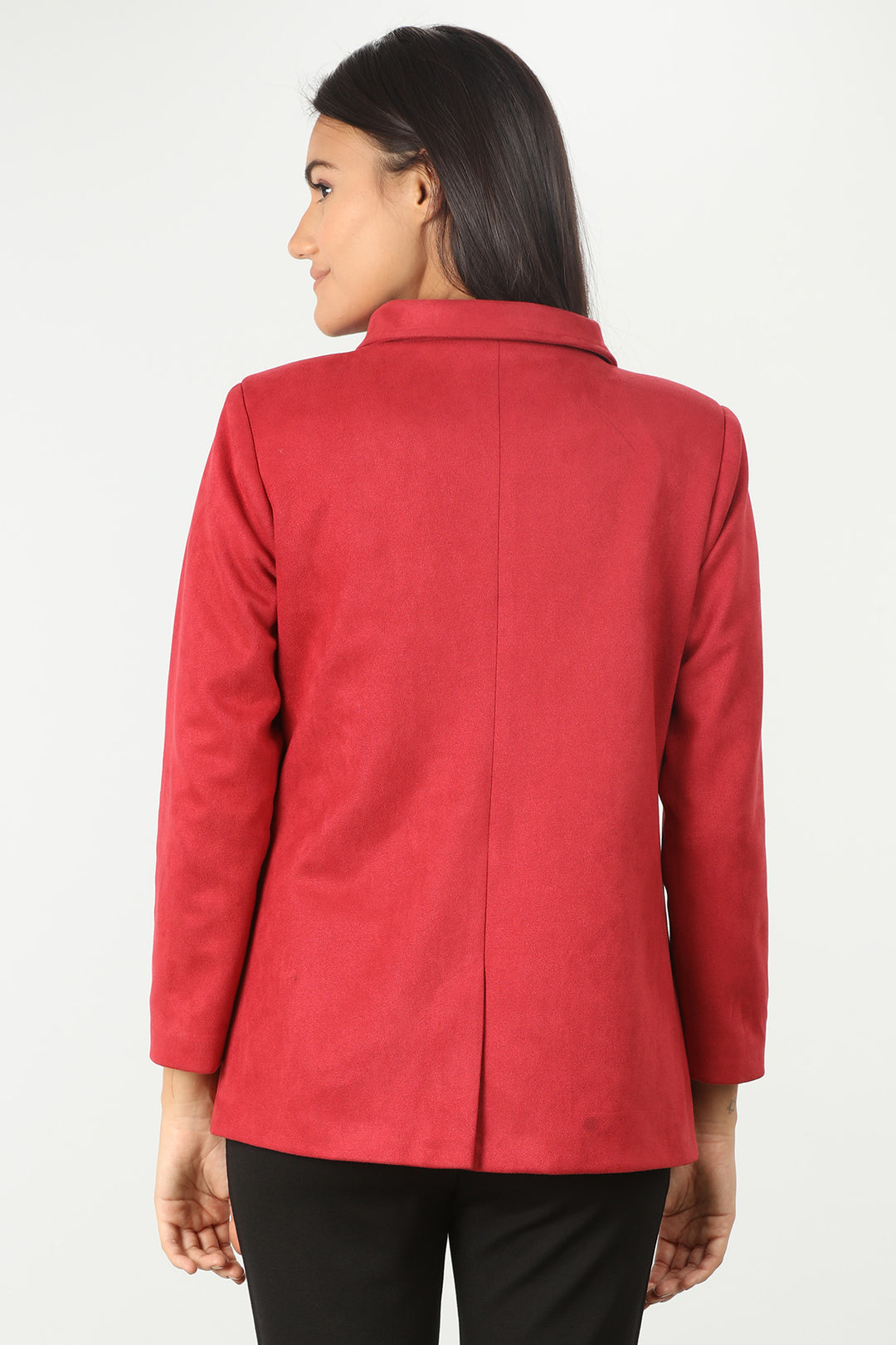 Red Solid Suede Jacket
