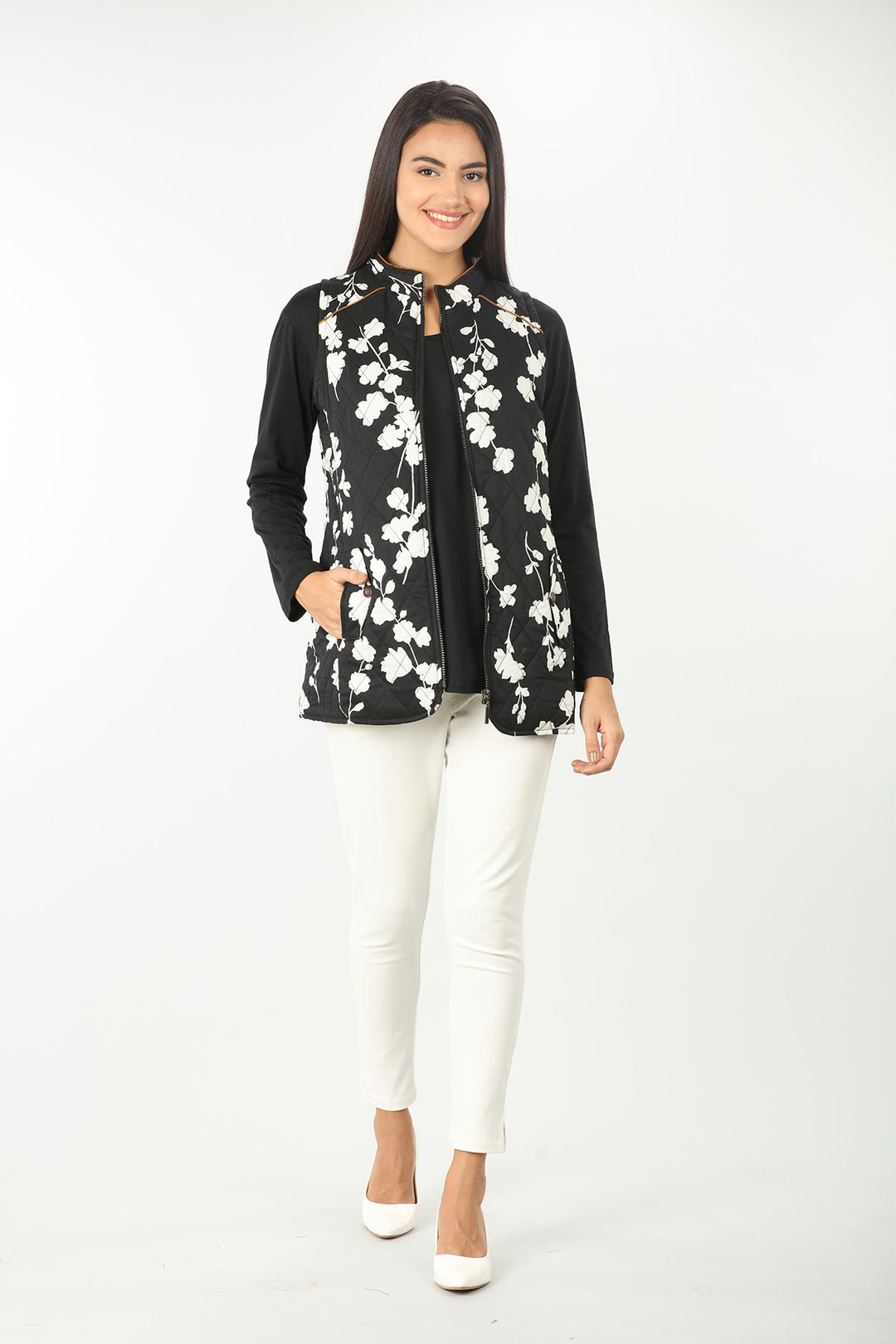 Black Floral Print Jacket