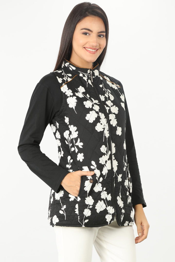 Black Floral Print Jacket