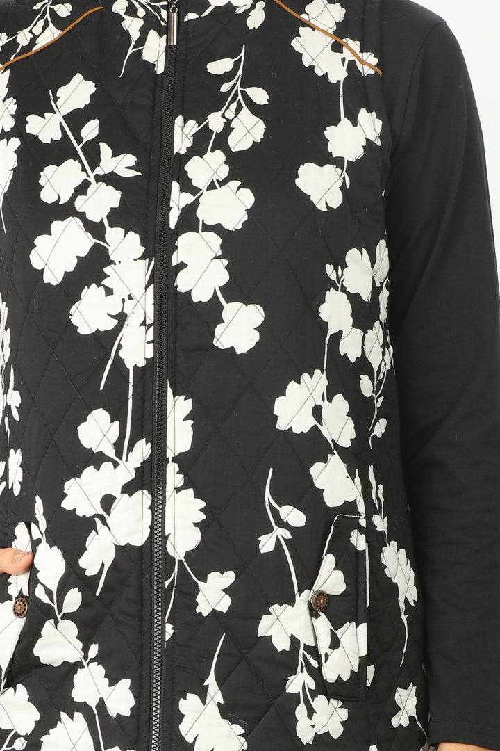 Black Floral Print Jacket