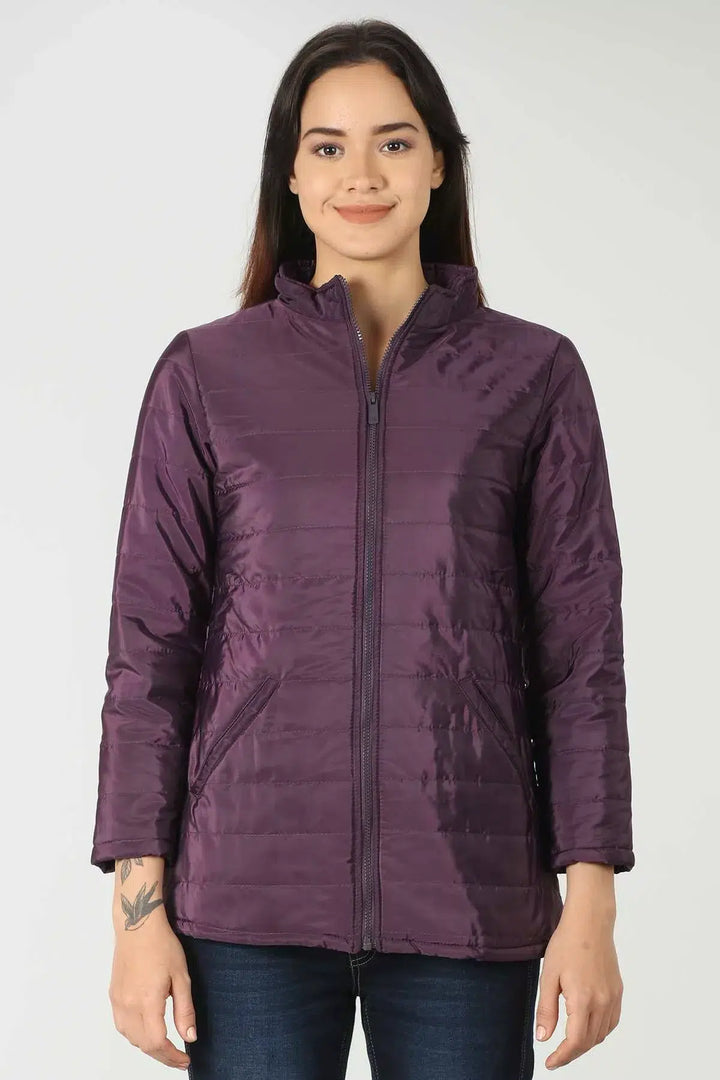 Purple Quilted Taffeta Winter Jacket