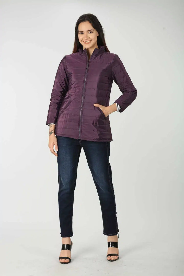 Purple Quilted Taffeta Winter Jacket