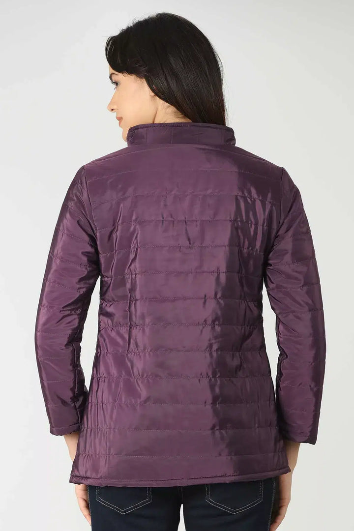 Purple Quilted Taffeta Winter Jacket