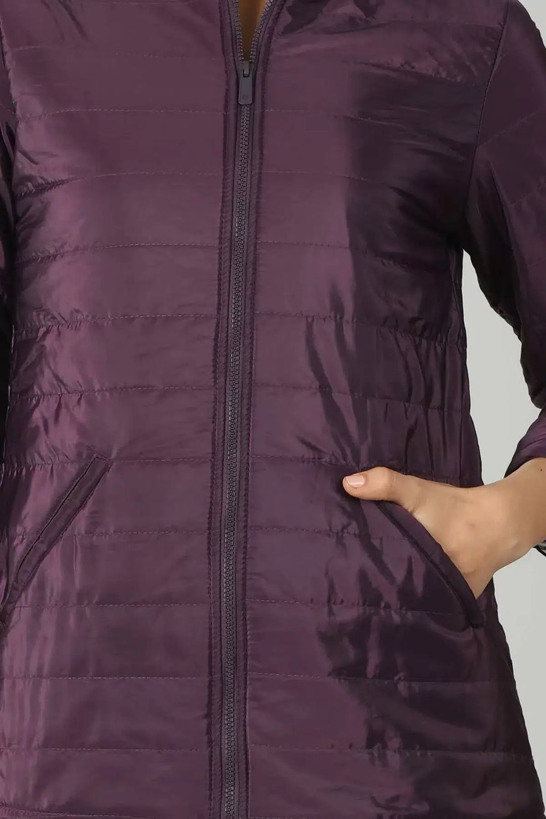 Purple Quilted Taffeta Winter Jacket