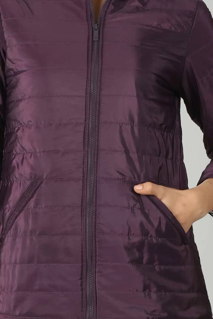 Purple Quilted Taffeta Winter Jacket