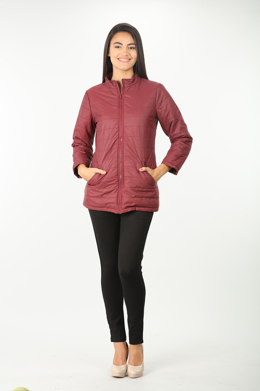 Maroon high neck Jacket