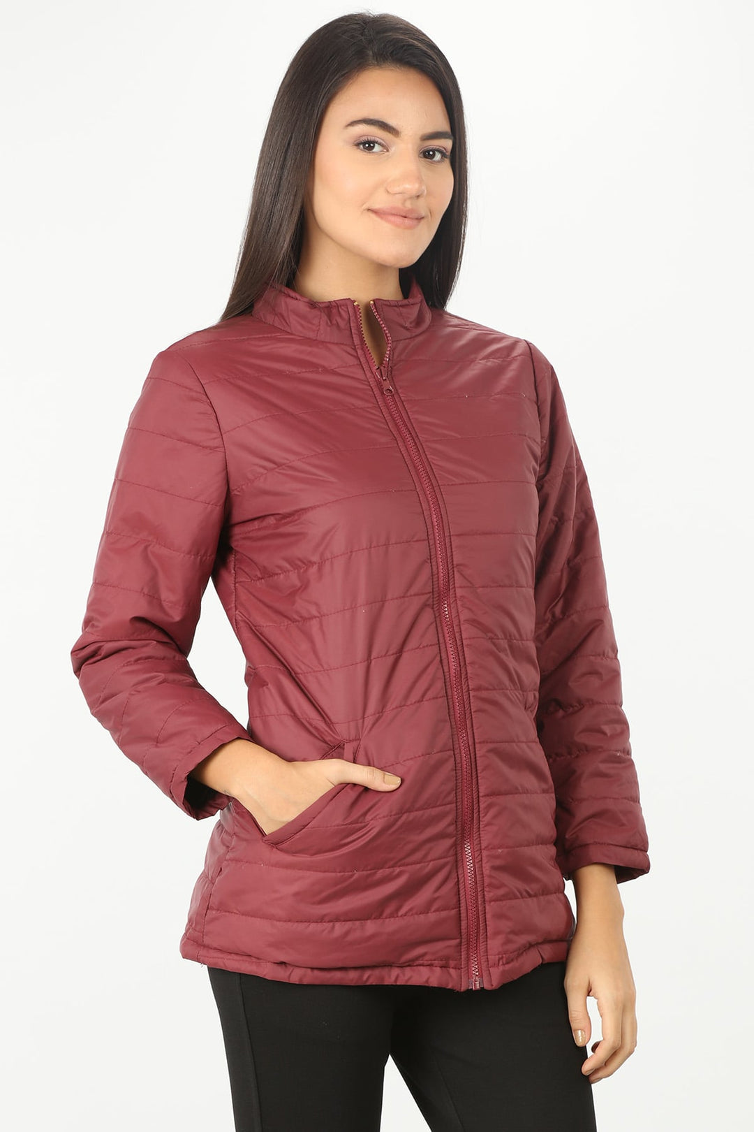 Maroon high neck Jacket