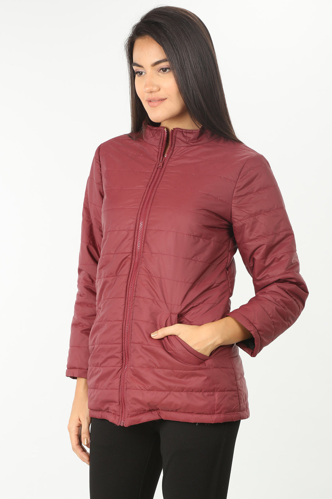 Maroon high neck Jacket