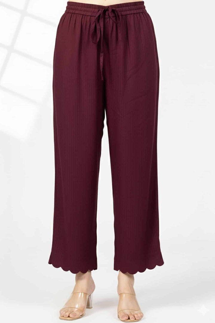 Plum Striped Viscose Dobby Palazzo