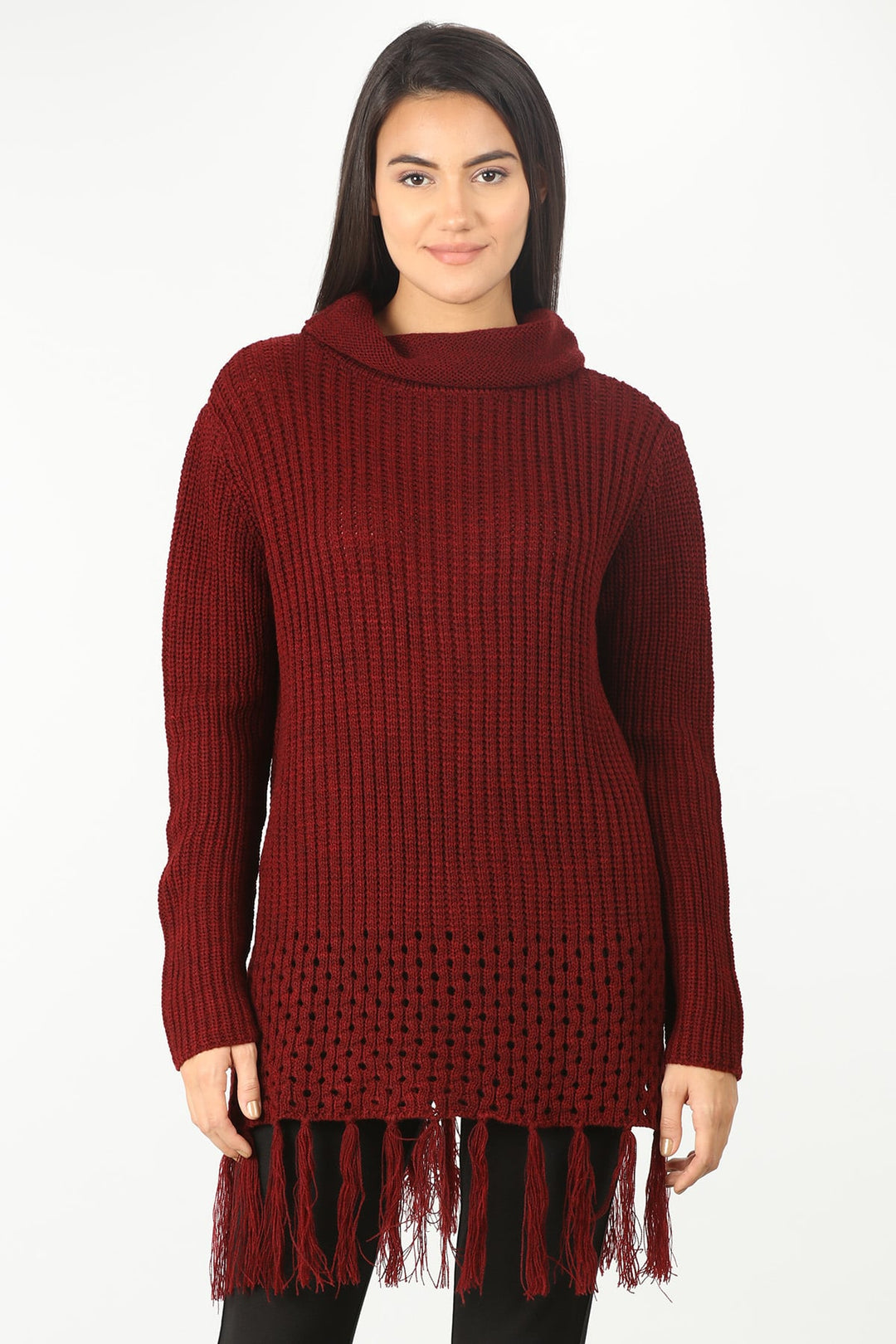 Maroon High Neck Sweater