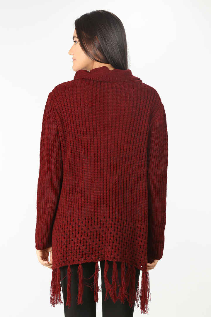 Maroon High Neck Sweater