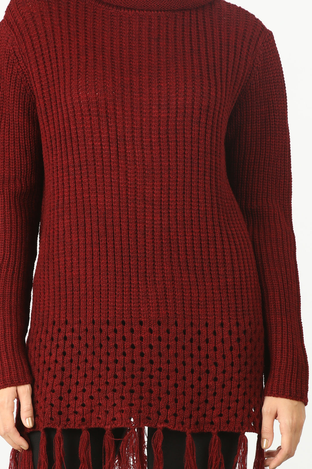 Maroon High Neck Sweater