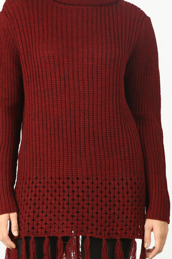 Maroon High Neck Sweater