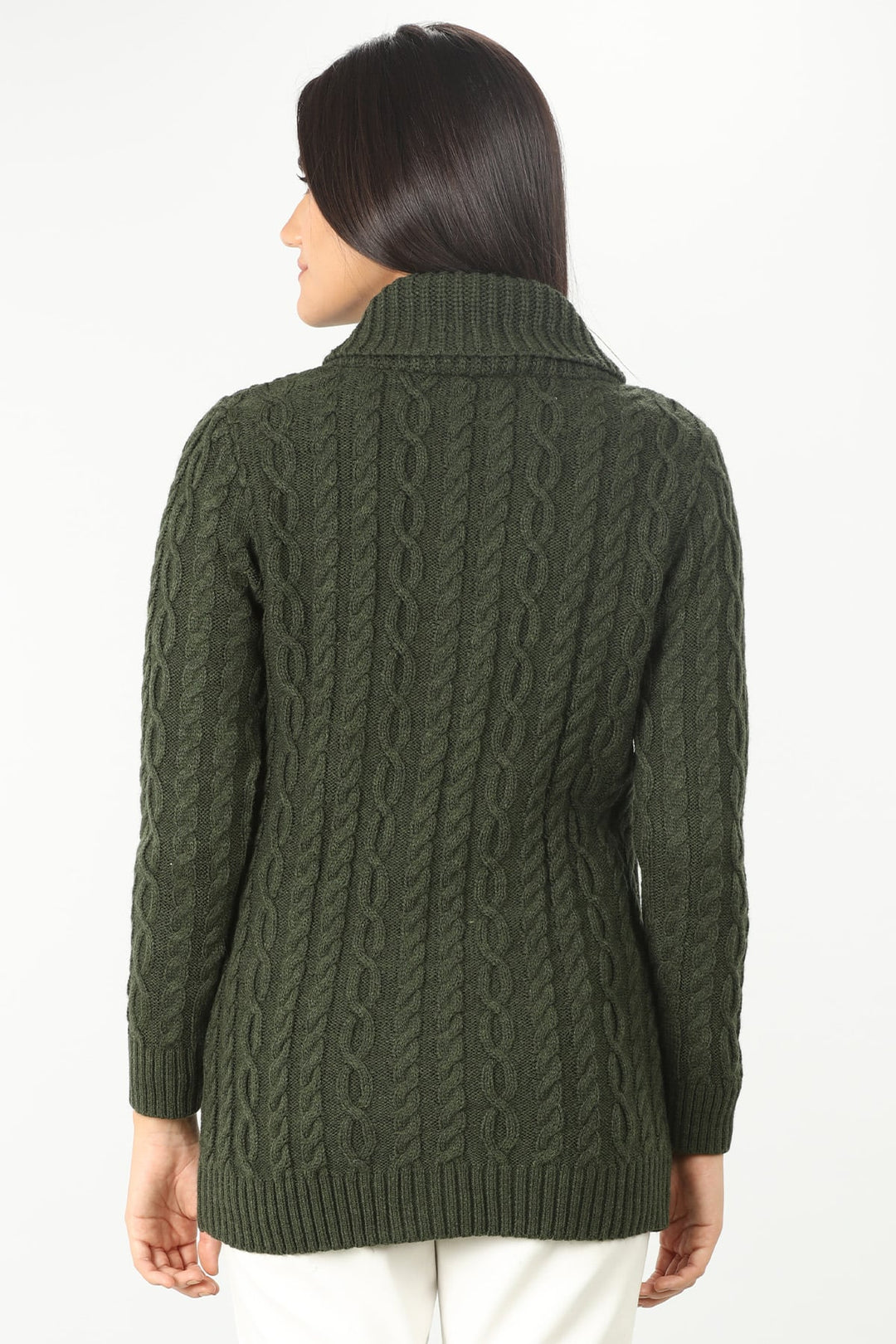 Olive Green Cable Cardigan