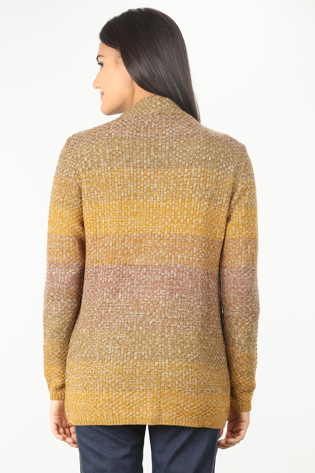 Yellow V Neck Solid Cardigan