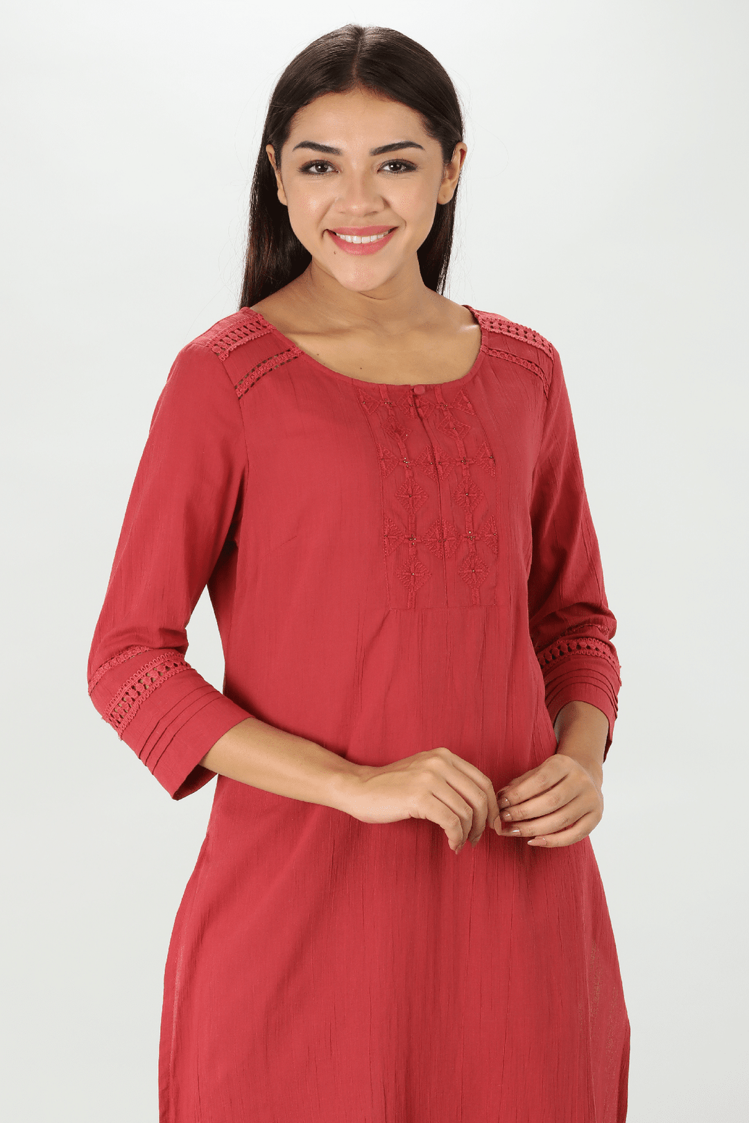 Maroon Crepe Kurti