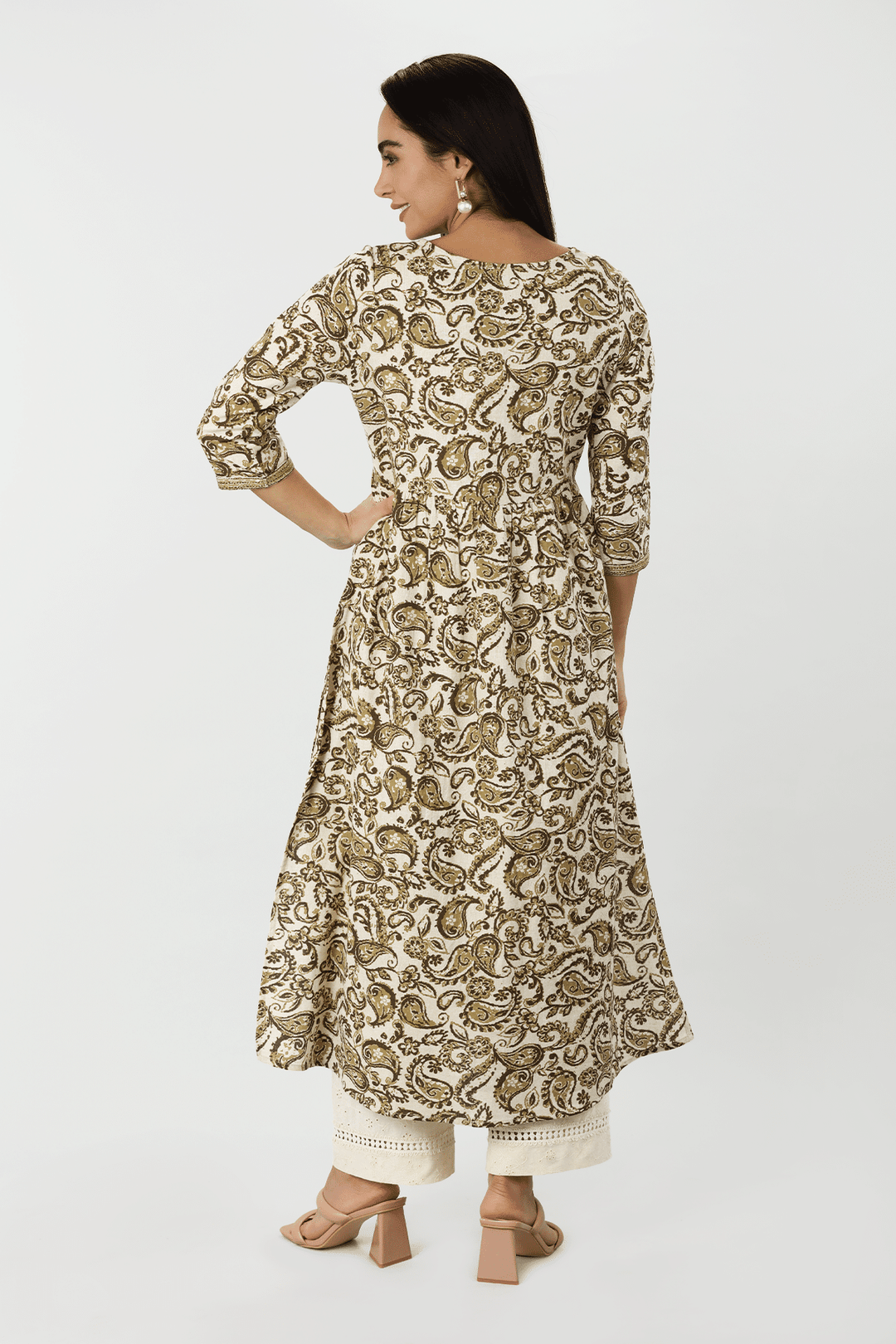 Olive Green Paisley Printed Kurti