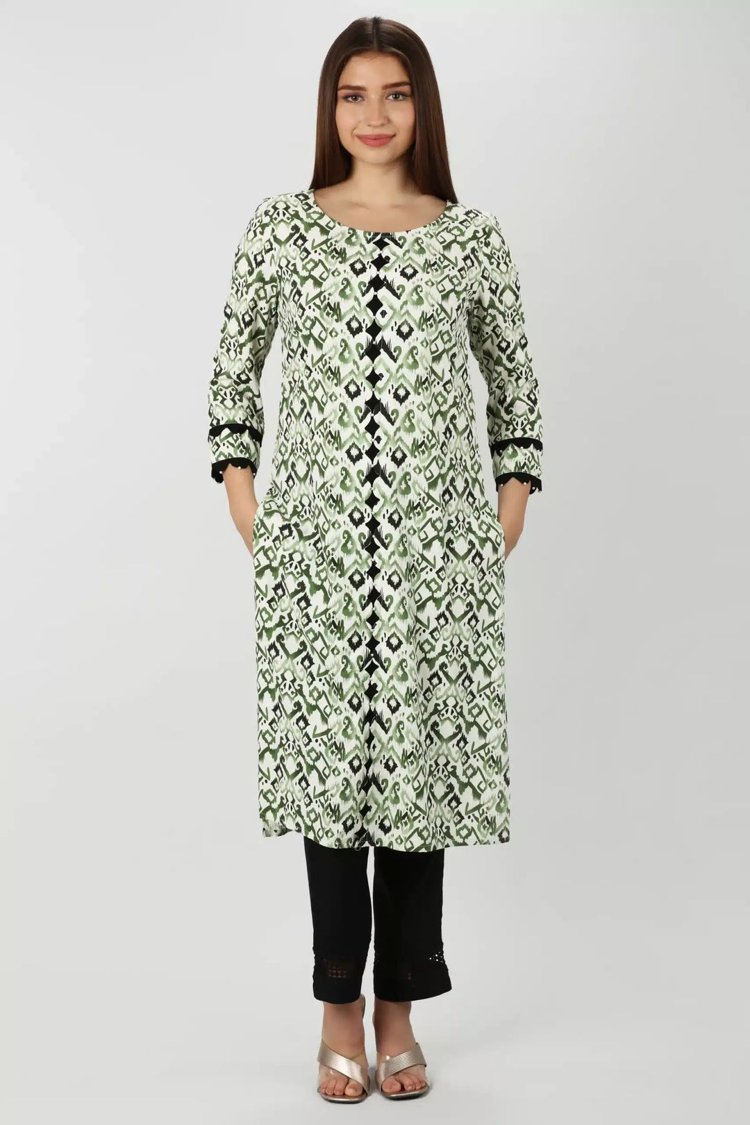 Rayon Radiance Green Printed Kurti