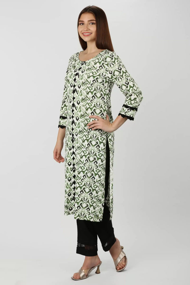 Rayon Radiance Green Printed Kurti