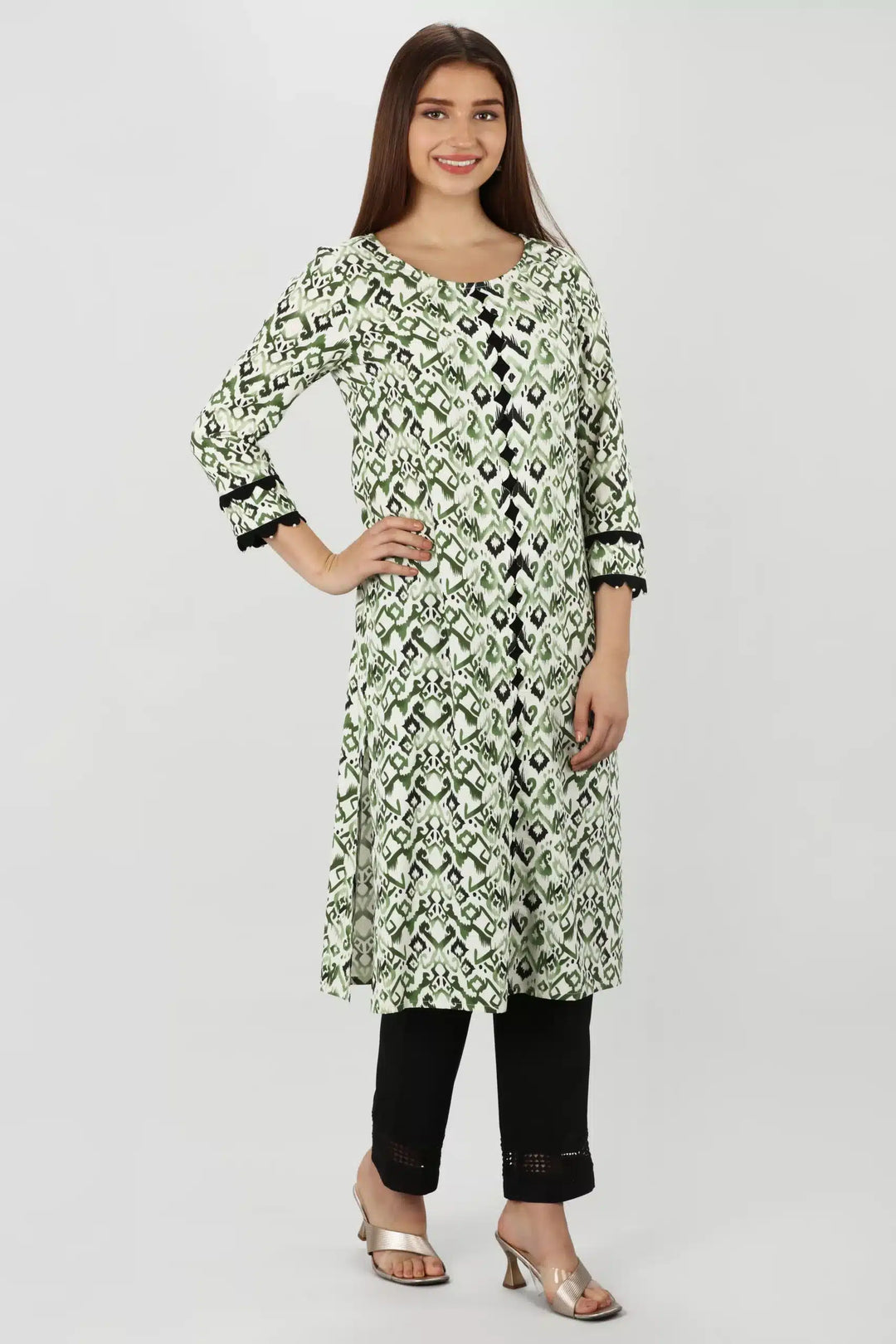 Rayon Radiance Green Printed Kurti