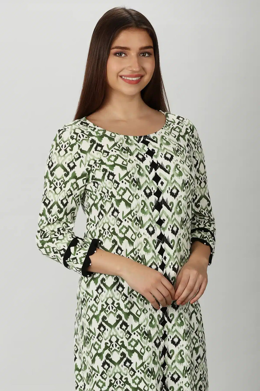 Rayon Radiance Green Printed Kurti