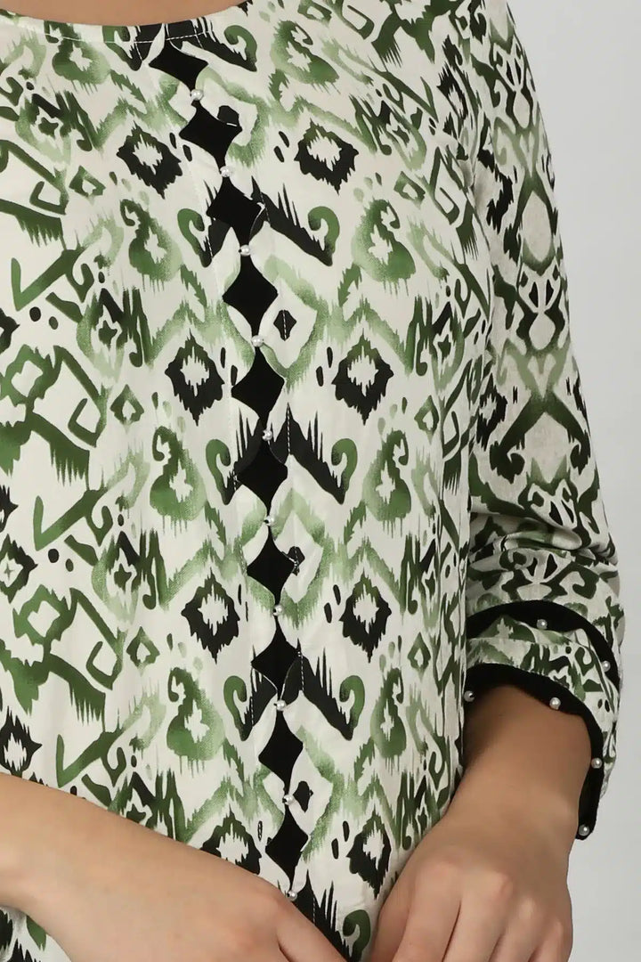 Rayon Radiance Green Printed Kurti