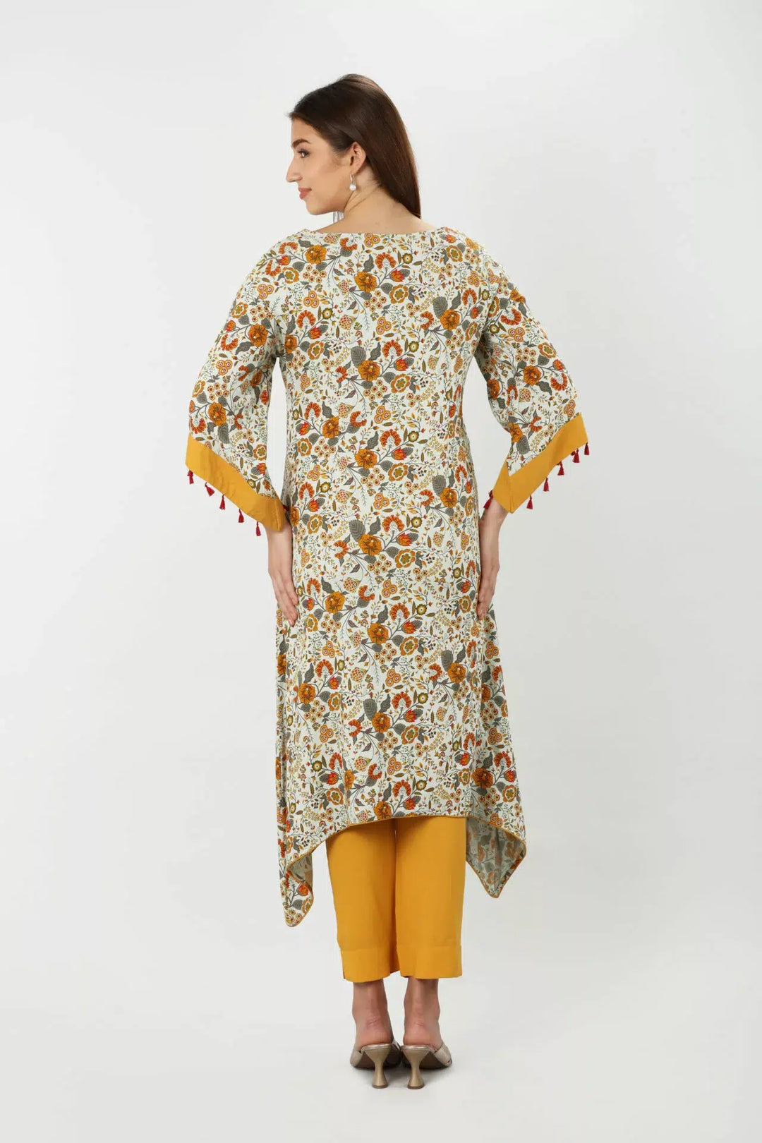 Olive Green Kurti with Flared Sleeves